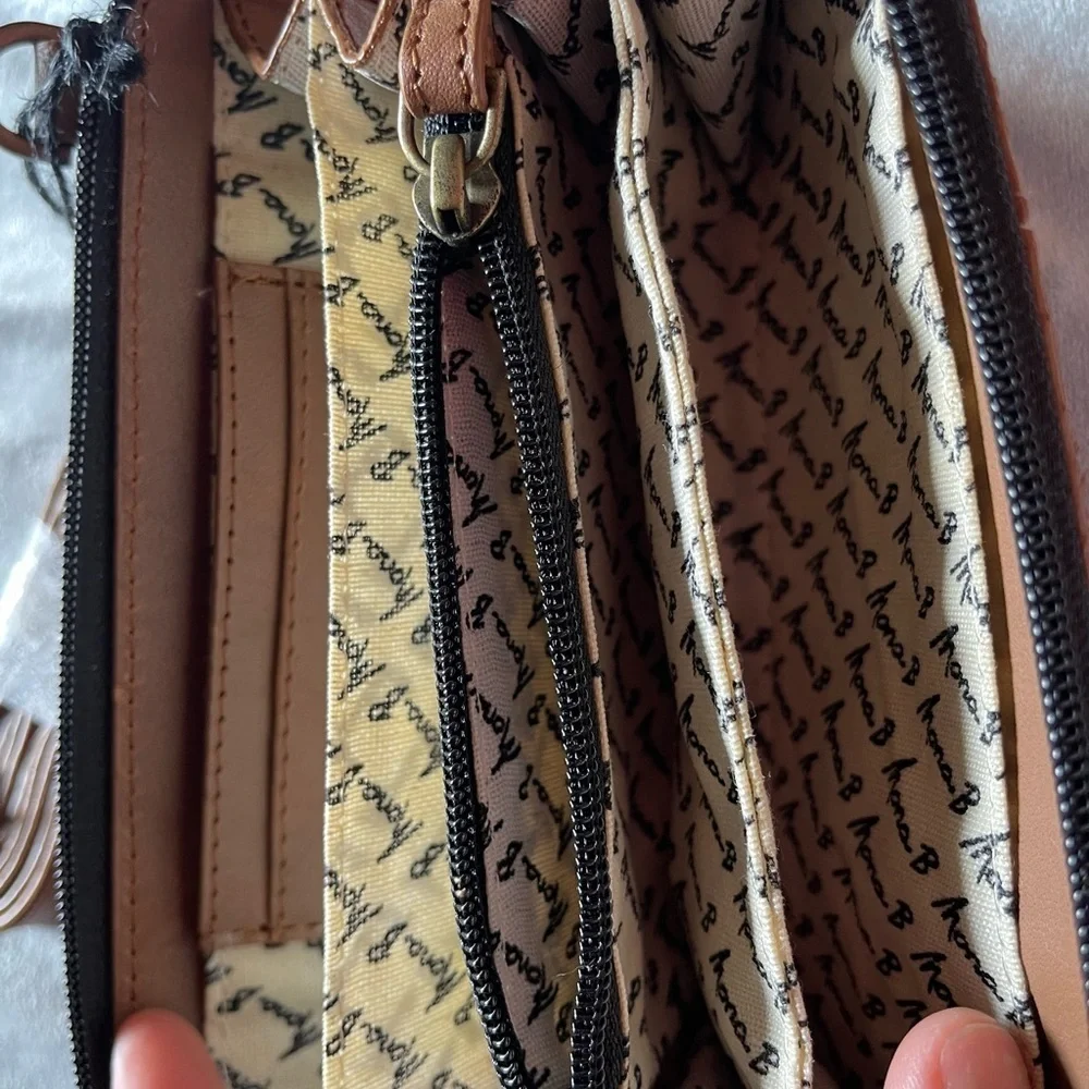 Mona B Brown Leather Wallet with Removable Strap